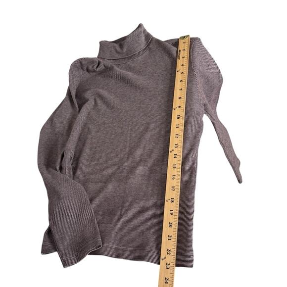 Uniqlo Soft Touch Cotton Burgundy Striped Turtleneck Long Sleeve Top Womens XS‎ - Picture 6 of 9